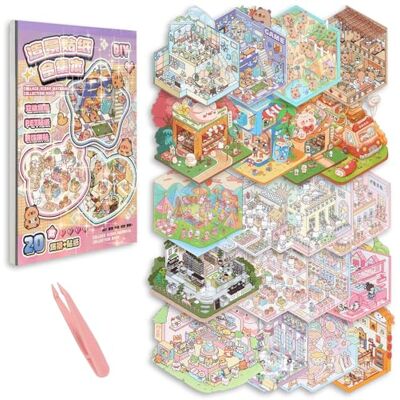 Vicloon Doe-het-zelf 3D Cartoon Landschapsstickerset, niet giftig en veilig, met klem, voor volwassenen en kinderen, om stress te verlichten en tijd te doden, 20 sets Vicloon Doe-het-zelf 3D Cartoon Landschapsstickerset, niet giftig en veilig, met klem, voor volwassenen en kinderen, om stress te verlichten en tijd te doden, 20 sets