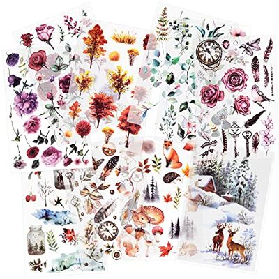 Mayplous 10 vellen transferstickers om te wrijven plakboek stickers bloem stickers plant decoratie voor dagboek album dagboeken DIY kunst en ambachten (bos) Mayplous 10 vellen transferstickers om te wrijven plakboek stickers bloem stickers plant decoratie voor dagboek album dagboeken DIY kunst en ambachten (bos)