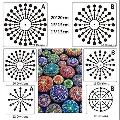 BLUGUL Mandala-sjablonen, Mandala Dotting Stencils, Schildervorm, voor DIY Decor, Airbrush, Steen, Muurkunst, Canvas, Houten Meubels, Canvas Serie B 6 Stuks BLUGUL Mandala-sjablonen, Mandala Dotting Stencils, Schildervorm, voor DIY Decor, Airbrush, Steen, Muurkunst, Canvas, Houten Meubels, Canvas Serie B 6 Stuks