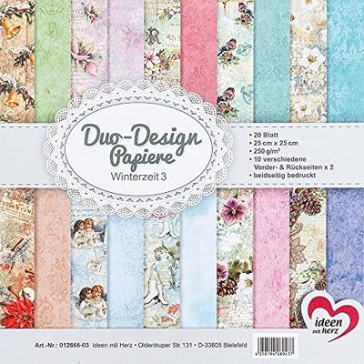 Ideen mit Herz Duo-design-papier, blok met 20 vellen knutselpapier, 25 x 25 cm, 250 g/m², aan beide zijden bedrukt, designpapier, motiefpapier, ideaal voor scrapbooking, knutselen (wintertijd 3) Ideen mit Herz Duo-design-papier, blok met 20 vellen knutselpapier, 25 x 25 cm, 250 g/m², aan beide zijden bedrukt, designpapier, motiefpapier, ideaal voor scrapbooking, knutselen (wintertijd 3)