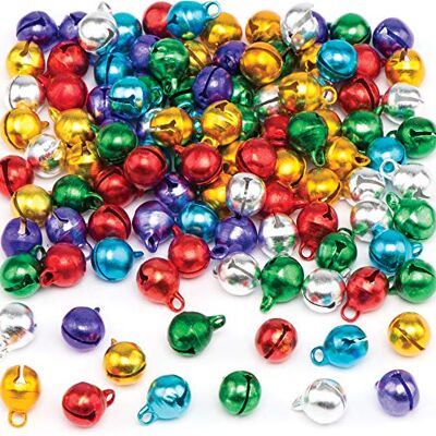 Baker Ross EX3886 Mini-belletjes van metaal, kleurrijk, 120 stuks, creatieve kerstaccessoires voor kinderprojecten en decoratie Baker Ross EX3886 Mini-belletjes van metaal, kleurrijk, 120 stuks, creatieve kerstaccessoires voor kinderprojecten en decoratie