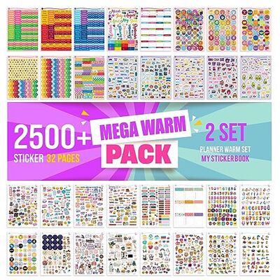 colortouch 2500 stuks stickers, 32 vellen stickers voor maandplanner, stickers voor kalender, planner, dagboek, notitieboek, album, decoratie colortouch 2500 stuks stickers, 32 vellen stickers voor maandplanner, stickers voor kalender, planner, dagboek, notitieboek, album, decoratie
