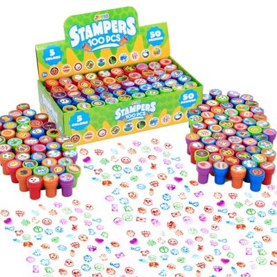 JOYIN 100 verschillende stempels voor kinderen, zelfkleurend (50 verschillende modellen, van kunststof, dinosaurus, dierentuinsafari) voor paaseieren, cadeau voor kinderen JOYIN 100 verschillende stempels voor kinderen, zelfkleurend (50 verschillende modellen, van kunststof, dinosaurus, dierentuinsafari) voor paaseieren, cadeau voor kinderen