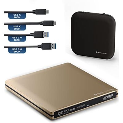 techPulse120 Externe USB 3.1 USB-C brander UHD 4K 3D M-Disc Blu-Ray DVD CD BDXL HDR10 128GB Superdrive Windows macOS Deluxe aluminium goud techPulse120 Externe USB 3.1 USB-C brander UHD 4K 3D M-Disc Blu-Ray DVD CD BDXL HDR10 128GB Superdrive Windows macOS Deluxe aluminium goud