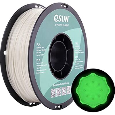 eSUN PLA Glow 3D-printer filament, Glow in the Dark Green Filament 1,75 mm, maatnauwkeurigheid+/- 0,05 mm, spoel van 1 kg (2,2 lbs) fiilament voor 3D-printers, lichtgevend groen (Luminous Green) eSUN PLA Glow 3D-printer filament, Glow in the Dark Green Filament 1,75 mm, maatnauwkeurigheid+/- 0,05 mm, spoel van 1 kg (2,2 lbs) fiilament voor 3D-printers, lichtgevend groen (Luminous Green)