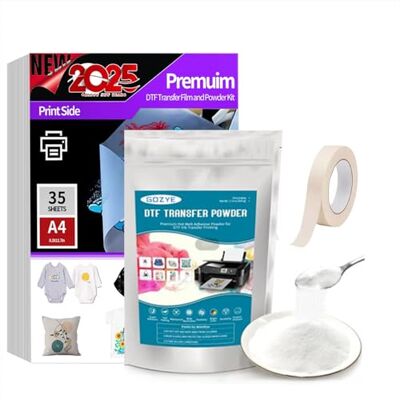 Yiko DTF 35 vellen transferpapier A4 (29,7 cm x 42 cm) premium kwaliteit dubbelzijdig transparant 300 g directe overdracht naar folie voor elke stof starterset Yiko DTF 35 vellen transferpapier A4 (29,7 cm x 42 cm) premium kwaliteit dubbelzijdig transparant 300 g directe overdracht naar folie voor elke stof starterset