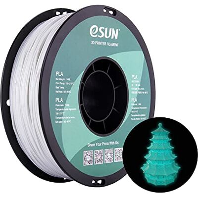 eSUN PLA Glow 3D-printer filament, Glow in the Dark Blue Filament 1,75 mm, maatnauwkeurigheid+/- 0,05 mm, spoel van 1 kg (2,2 lbs) 3D-printer filament voor 3D-printers, lichtgevend blauw ( Luminous eSUN PLA Glow 3D-printer filament, Glow in the Dark Blue Filament 1,75 mm, maatnauwkeurigheid+/- 0,05 mm, spoel van 1 kg (2,2 lbs) 3D-printer filament voor 3D-printers, lichtgevend blauw ( Luminous