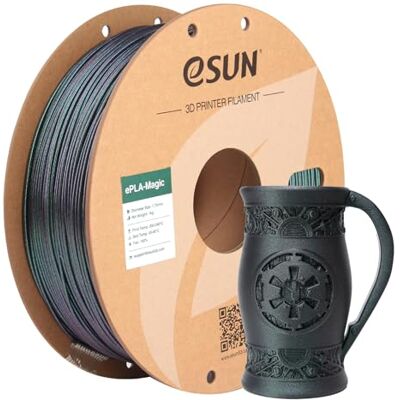eSUN EPLA-Magic PLA-filament, tweekleurig, 1,75 mm, PLA-Magic PLA-filament met pailletten, maatnauwkeurigheid +/- 0,05 mm, spoel van 1 kg (2,2 lbs) voor 3D-printers, fonkelend donkergroen eSUN EPLA-Magic PLA-filament, tweekleurig, 1,75 mm, PLA-Magic PLA-filament met pailletten, maatnauwkeurigheid +/- 0,05 mm, spoel van 1 kg (2,2 lbs) voor 3D-printers, fonkelend donkergroen