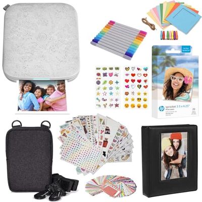 HP Sprocket 3 x 4 instant fotoprinterset: zinkpapier met 50 pakketten, etui, fotoalbum, markers, stickersets HP Sprocket 3 x 4 instant fotoprinterset: zinkpapier met 50 pakketten, etui, fotoalbum, markers, stickersets