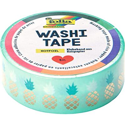 Folia Washi Tape 26110 Rijstpapier plakband, goudkleurig, 5 m x 15 mm Folia Washi Tape 26110 Rijstpapier plakband, goudkleurig, 5 m x 15 mm