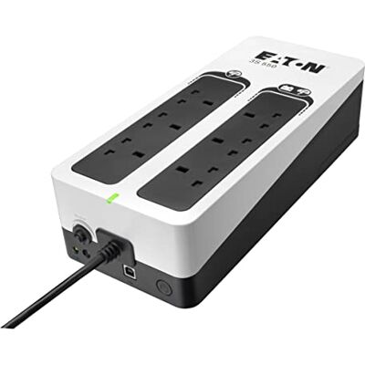 Eaton 3S 550 IEC Off-line UPS Ononderbroken stroomvoorziening Voeding 550VA (8 IEC-stopcontacten, overspanningsbeveiliging, stil) USB-interface (kabel meegeleverd) Zwart en wit Eaton 3S 550 IEC Off-line UPS Ononderbroken stroomvoorziening Voeding 550VA (8 IEC-stopcontacten, overspanningsbeveiliging, stil) USB-interface (kabel meegeleverd) Zwart en wit