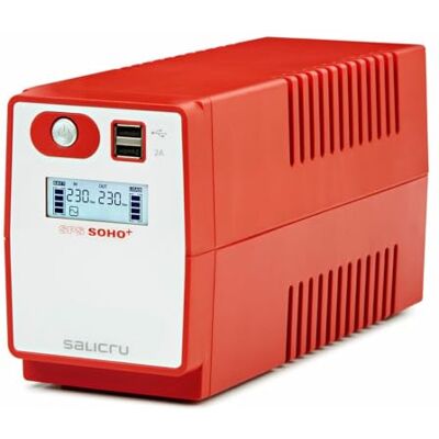 Salicru SPS Soho+ omvormer Line-Interactive 650VA met dubbele USB-oplader, permanente stroombron (UPs) (650Va, 360W, 162V, 290V, 50/60, C13 koppeling, rood/wit Salicru SPS Soho+ omvormer Line-Interactive 650VA met dubbele USB-oplader, permanente stroombron (UPs) (650Va, 360W, 162V, 290V, 50/60, C13 koppeling, rood/wit