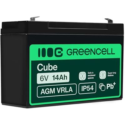 Green Cell AGM-accu 6 V 14 Ah VRLA loodaccu reservebatterij gelbatterij elektrisch speelgoed alarm kindervoertuigen quads voor kinderen Green Cell AGM-accu 6 V 14 Ah VRLA loodaccu reservebatterij gelbatterij elektrisch speelgoed alarm kindervoertuigen quads voor kinderen