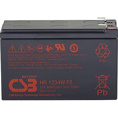 CSB Battery HR 1234W High Rate HR1234WF2 accu 12V 8,4Ah Piombo-AGM (L x B x D) 151 x 99 x 65mm Spina CSB Battery HR 1234W High Rate HR1234WF2 accu 12V 8,4Ah Piombo-AGM (L x B x D) 151 x 99 x 65mm Spina
