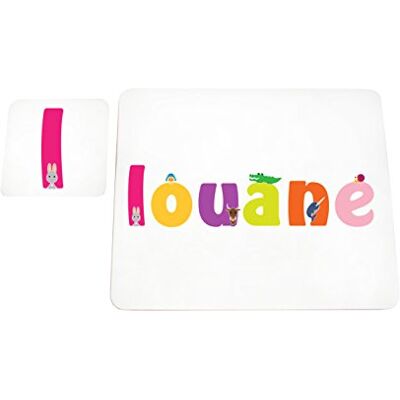 Little Helper Tafelkleed met coaster-stijl, kleurrijk, met de naam van Maagd Meisje Louane Little Helper Tafelkleed met coaster-stijl, kleurrijk, met de naam van Maagd Meisje Louane