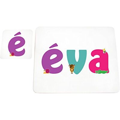 Little Helper Tafelkleed in coaster-stijl, kleurrijk, met de naam van Jung, Meis, Eva Little Helper Tafelkleed in coaster-stijl, kleurrijk, met de naam van Jung, Meis, Eva