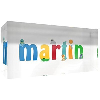 Little Helper Decoratief herinneringsstuk van acryl, transparant, gepolijst als diamant, illustrator-stijl, kleurrijk, met de naam van de jong, Martin 5 x 15 x 2 cm, klein Little Helper Decoratief herinneringsstuk van acryl, transparant, gepolijst als diamant, illustrator-stijl, kleurrijk, met de naam van de jong, Martin 5 x 15 x 2 cm, klein