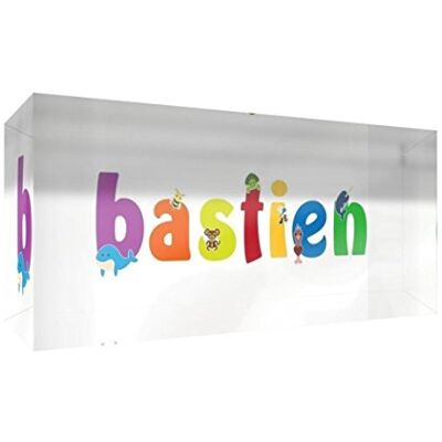 Little Helper Decoratief herinneringsstuk van acryl, transparant, gepolijst als diamant, illustratiestijl, kleurrijk, met de naam van jongens, basissteun, 5 x 21 x 2 cm, groot Little Helper Decoratief herinneringsstuk van acryl, transparant, gepolijst als diamant, illustratiestijl, kleurrijk, met de naam van jongens, basissteun, 5 x 21 x 2 cm, groot