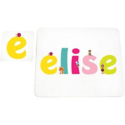 Little Helper Tafelkleed met coaster-stijl, kleurrijk, met de naam van Maagd Meisje Elise Little Helper Tafelkleed met coaster-stijl, kleurrijk, met de naam van Maagd Meisje Elise