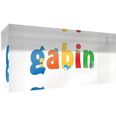 Little Helper Decoratief herinneringsstuk van acryl, transparant, gepolijst als diamant, illustratieve stijl, kleurrijk, met de naam van jongens, schanskorf, 5 x 21 x 2 cm, groot Little Helper Decoratief herinneringsstuk van acryl, transparant, gepolijst als diamant, illustratieve stijl, kleurrijk, met de naam van jongens, schanskorf, 5 x 21 x 2 cm, groot