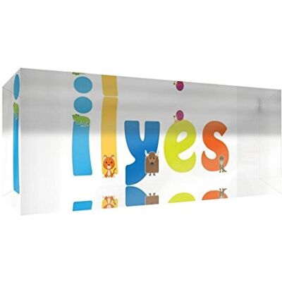 Little Helper Decoratief herinneringsstuk van acryl, transparant, gepolijst als diamant, illustratiefstijl, kleurrijk, met de naam van de jong, Ilyes, 5 x 21 x 2 cm, groot Little Helper Decoratief herinneringsstuk van acryl, transparant, gepolijst als diamant, illustratiefstijl, kleurrijk, met de naam van de jong, Ilyes, 5 x 21 x 2 cm, groot