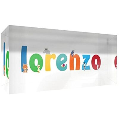 Little Helper Decoratief herinneringsstuk van acryl, transparant, gepolijst als diamant, illustrator-stijl, kleurrijk, met de naam van jongens, Loreno, 5 x 15 x 2 cm, klein Little Helper Decoratief herinneringsstuk van acryl, transparant, gepolijst als diamant, illustrator-stijl, kleurrijk, met de naam van jongens, Loreno, 5 x 15 x 2 cm, klein