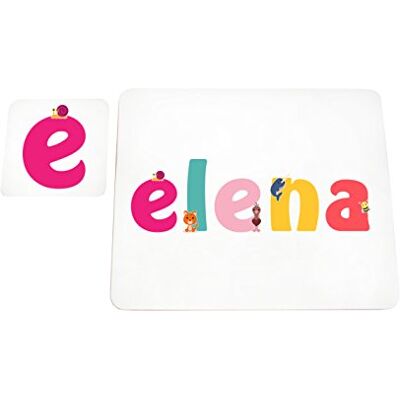 Little Helper Tafelkleed met coaster-stijl, kleurrijk, met de naam van Maagd Meisje Elena Little Helper Tafelkleed met coaster-stijl, kleurrijk, met de naam van Maagd Meisje Elena