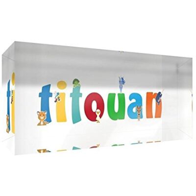 Little Helper Decoratief herinneringsstuk van acryl, transparant, gepolijst als diamant, illustratiestijl, kleurrijk, met de naam van de jong, tiouan, 5 x 21 x 2 cm, groot Little Helper Decoratief herinneringsstuk van acryl, transparant, gepolijst als diamant, illustratiestijl, kleurrijk, met de naam van de jong, tiouan, 5 x 21 x 2 cm, groot