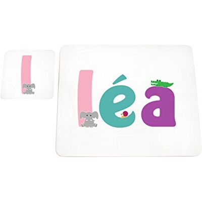 Little Helper Tafelkleed met coaster-stijl, kleurrijk, met de naam van Maagd Meisje Léa Little Helper Tafelkleed met coaster-stijl, kleurrijk, met de naam van Maagd Meisje Léa