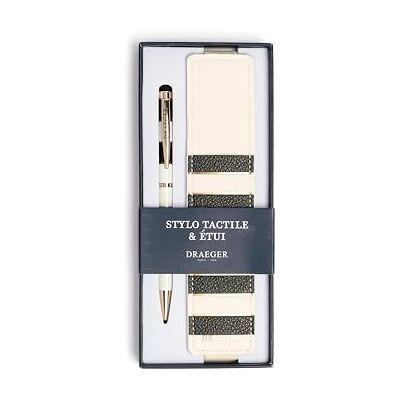 DRAEGER PARIS 1886 Pennenetui met touchscreen en etui voor display + etui voor 2 pennen van gerecycled materiaal elegant en praktisch cadeau-idee zwarte strepen DRAEGER PARIS 1886 Pennenetui met touchscreen en etui voor display + etui voor 2 pennen van gerecycled materiaal elegant en praktisch cadeau-idee zwarte strepen