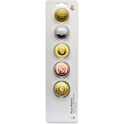 MOCIWORLD Real Madrid 5-delige set, Special Edition Koning van Europa (goud), een boeket één kleur (goud), 1902 (koper), ¡HALA Madrid! (nikkel) Bernabéu (zilver) Officieel product MOCIWORLD Real Madrid 5-delige set, Special Edition Koning van Europa (goud), een boeket één kleur (goud), 1902 (koper), ¡HALA Madrid! (nikkel) Bernabéu (zilver) Officieel product