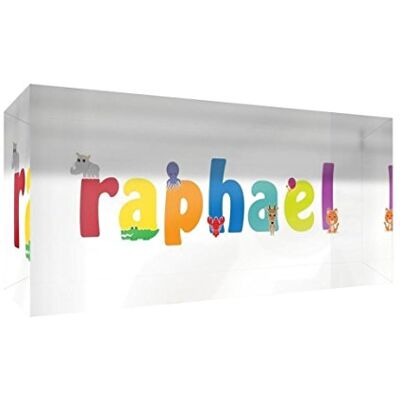 Little Helper LHV-RAPHAEL-521BLK-15FR decoratief herinneringsstuk van acryl, transparant, gepolijst als diamant, illustratiefstijl, kleurrijk, met jeugdnaam, jongens, Raphaël, 5 x 21 x 2 cm, groot Little Helper LHV-RAPHAEL-521BLK-15FR decoratief herinneringsstuk van acryl, transparant, gepolijst als diamant, illustratiefstijl, kleurrijk, met jeugdnaam, jongens, Raphaël, 5 x 21 x 2 cm, groot