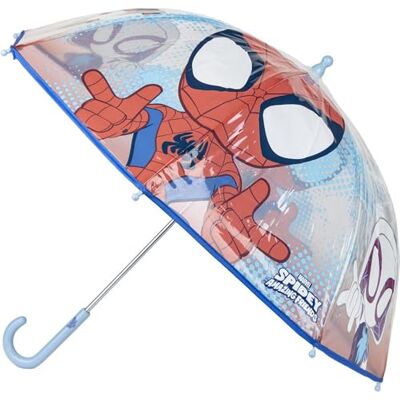 CERDÁ LIFE'S LITTLE MOMENTS Spidey bubbelparaplu, handmatig, transparant, met Spiderman-print, 100% POE, glasvezelstructuur, origineel product ontworpen in Spanje CERDÁ LIFE'S LITTLE MOMENTS Spidey bubbelparaplu, handmatig, transparant, met Spiderman-print, 100% POE, glasvezelstructuur, origineel product ontworpen in Spanje