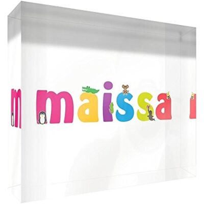 Little Helper Decoratief herinneringsstuk van acryl, transparant, gepolijst als diamant, illustratief, kleurrijk, met de naam van meisjes, maissa, 10,5 x 15 x 2 cm, groot Little Helper Decoratief herinneringsstuk van acryl, transparant, gepolijst als diamant, illustratief, kleurrijk, met de naam van meisjes, maissa, 10,5 x 15 x 2 cm, groot