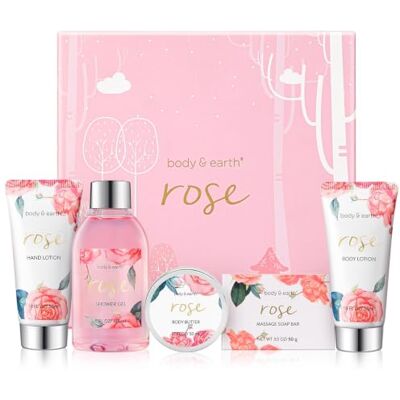 BODY & EARTH Cadeauset voor dames, 5 stuks, cadeauroos voor douchegel, lichaamsboter, lichaamscrème, verjaardagscadeau voor vriendin, moeder BODY & EARTH Cadeauset voor dames, 5 stuks, cadeauroos voor douchegel, lichaamsboter, lichaamscrème, verjaardagscadeau voor vriendin, moeder