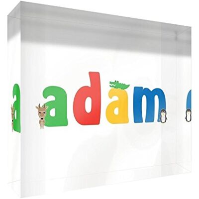 Little Helper Decoratief herinneringsstuk van acryl, transparant, gepolijst als diamant, illustratiestijl, kleurrijk, met de naam van de jong, Adam, 7,4 x 10,5 x 2 cm, klein Little Helper Decoratief herinneringsstuk van acryl, transparant, gepolijst als diamant, illustratiestijl, kleurrijk, met de naam van de jong, Adam, 7,4 x 10,5 x 2 cm, klein