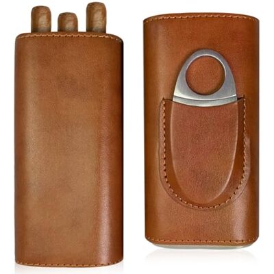 PRITOK Sigarenetui leer met sigarensnijder: 3 buizen Humidor Ceder Hout Ceder Hout Travel Humidors voor Sigaar Sigaar Accessoires Sigaar Gift Box Geschenken voor Mannen PRITOK Sigarenetui leer met sigarensnijder: 3 buizen Humidor Ceder Hout Ceder Hout Travel Humidors voor Sigaar Sigaar Accessoires Sigaar Gift Box Geschenken voor Mannen