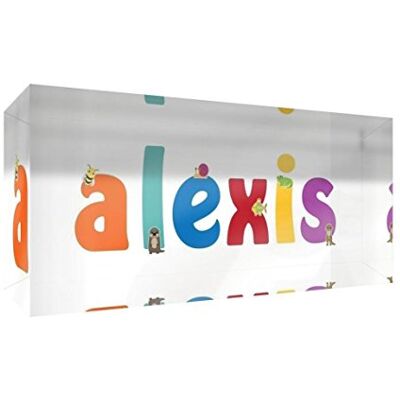 Little Helper Decoratief herinneringsstuk van acryl, transparant, gepolijst als diamant, illustratiefstijl, kleurrijk, met de naam van jongens, Alexis, 5 x 15 x 2 cm, klein Little Helper Decoratief herinneringsstuk van acryl, transparant, gepolijst als diamant, illustratiefstijl, kleurrijk, met de naam van jongens, Alexis, 5 x 15 x 2 cm, klein