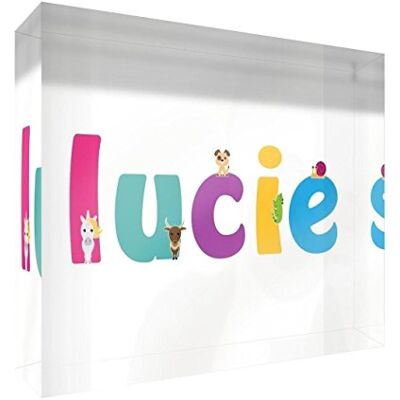 Little Helper Decoratief souvenir, acryl, transparant, gepolijst als diamant, illustratieve stijl, kleurrijk, met de naam van jonge meisjes, Lucia, 7,4 x 10,5 x 2 cm, klein Little Helper Decoratief souvenir, acryl, transparant, gepolijst als diamant, illustratieve stijl, kleurrijk, met de naam van jonge meisjes, Lucia, 7,4 x 10,5 x 2 cm, klein