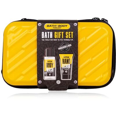 accentra BATH BODY TOOLKIT Cadeauset voor heren, in harde etui, bad- en doucheset met sandelhout en muskus, 100 ml douchegel en handscrub 50 ml, reisset accentra BATH BODY TOOLKIT Cadeauset voor heren, in harde etui, bad- en doucheset met sandelhout en muskus, 100 ml douchegel en handscrub 50 ml, reisset
