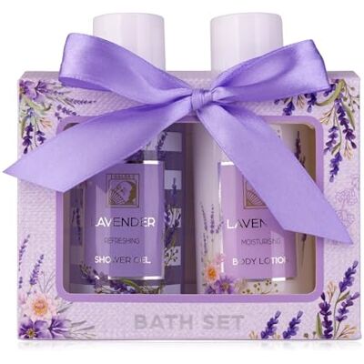 accentra Douchecadeauset voor dames lavendel in mooie geschenkdoos 2-delige verzorgingsset met douchegel en bodylotion Wellness-geschenkdoos voor verjaardag accentra Douchecadeauset voor dames lavendel in mooie geschenkdoos 2-delige verzorgingsset met douchegel en bodylotion Wellness-geschenkdoos voor verjaardag