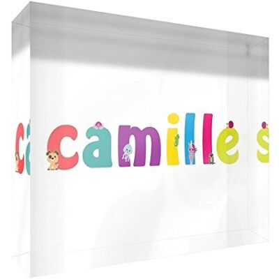 Little Helper Decoratief herinneringsstuk van acryl, transparant, gepolijst als diamant, illustrator-stijl, kleurrijk, met de naam van jongens, camille, 7,4 x 10,5 x 2 cm, klein Little Helper Decoratief herinneringsstuk van acryl, transparant, gepolijst als diamant, illustrator-stijl, kleurrijk, met de naam van jongens, camille, 7,4 x 10,5 x 2 cm, klein