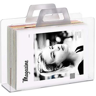 Relaxdays Originele tijdschriftenhouder, 2 handgrepen, tijdschriften- en krantenhouder, transparant, acryl, 1 stuk, 29 x 33 x 10 cm, zilver, 29 x 33 x 10 cm Relaxdays Originele tijdschriftenhouder, 2 handgrepen, tijdschriften- en krantenhouder, transparant, acryl, 1 stuk, 29 x 33 x 10 cm, zilver, 29 x 33 x 10 cm