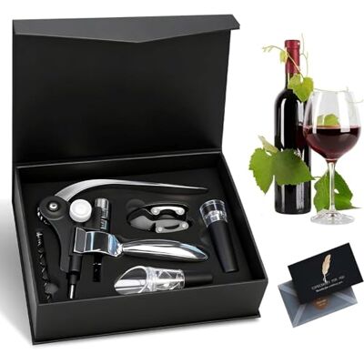 TOSUTO Kurkentrekker (5 stuks), kurkentrekker, luxe flesopener, sommelierset, wijnaccessoires, geschenkset, kurkentrekker voor wijnliefhebbers (geschenkdoos) TOSUTO Kurkentrekker (5 stuks), kurkentrekker, luxe flesopener, sommelierset, wijnaccessoires, geschenkset, kurkentrekker voor wijnliefhebbers (geschenkdoos)