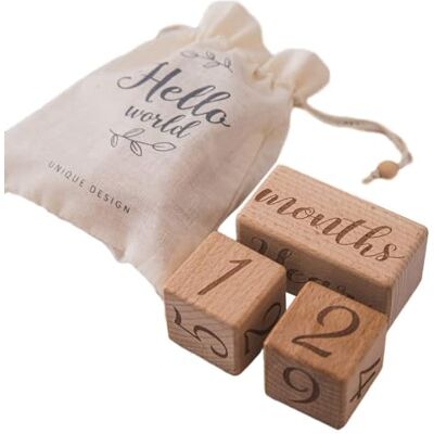 Youuys Babymaandblokken van hout Leeftijdsblokken met weken, maanden en jaren Baby fotoshoot accessoires (klein, 3 stuks, 4 cm) Youuys Babymaandblokken van hout Leeftijdsblokken met weken, maanden en jaren Baby fotoshoot accessoires (klein, 3 stuks, 4 cm)