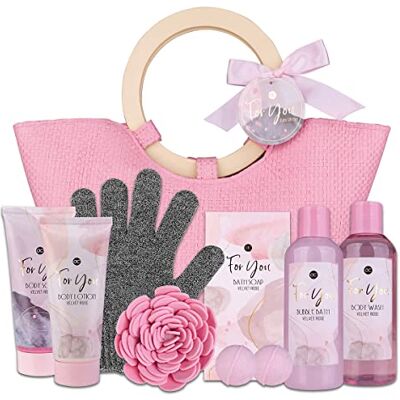 accentra Doucheset voor dames, cadeauset roze in handtas, 9-delig, met schuimbad, lichaamsscrub, bodylotion en meer, cadeauset met wellness accentra Doucheset voor dames, cadeauset roze in handtas, 9-delig, met schuimbad, lichaamsscrub, bodylotion en meer, cadeauset met wellness