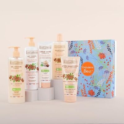 Evoluderm Cadeauset voor lichaam en haar – 5 producten + cadeau – natuurlijke oorsprong – veganistisch – gemaakt in Frankrijk – ideaal cadeau voor Kerstmis, verjaardag, Moederdag (lente) Evoluderm Cadeauset voor lichaam en haar – 5 producten + cadeau – natuurlijke oorsprong – veganistisch – gemaakt in Frankrijk – ideaal cadeau voor Kerstmis, verjaardag, Moederdag (lente)