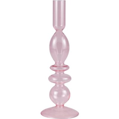 Ginger Ray Valentijnsdag roze getint glas kandelaar 22 cm Ginger Ray Valentijnsdag roze getint glas kandelaar 22 cm