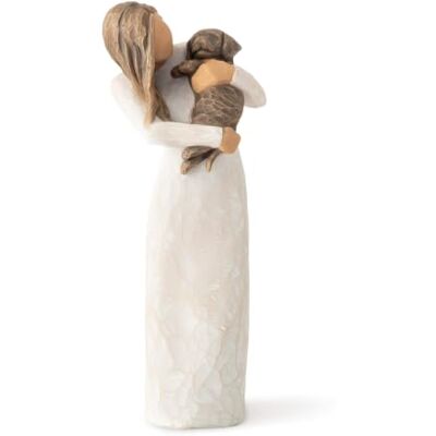 Willow Tree Schattig jij (donkere hond), gesneden handbeschilderd figuur Willow Tree Schattig jij (donkere hond), gesneden handbeschilderd figuur