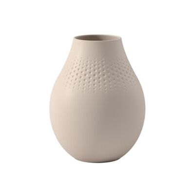 Villeroy & Boch Manufacture hoge vaas met hals, parel, 20 cm, premium porselein, (zand) beige Villeroy & Boch Manufacture hoge vaas met hals, parel, 20 cm, premium porselein, (zand) beige